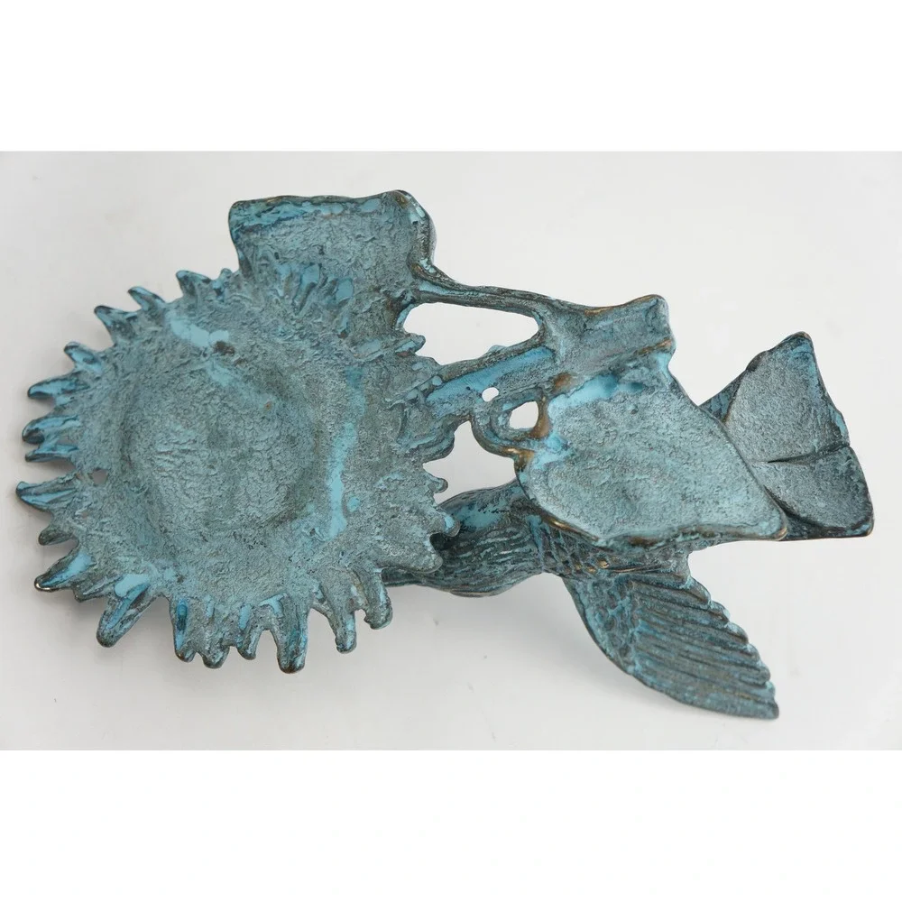 Hummingbird‎ Sunflower Wall Hook Door Knocker Decor Verdigris Bronze Cast Metal